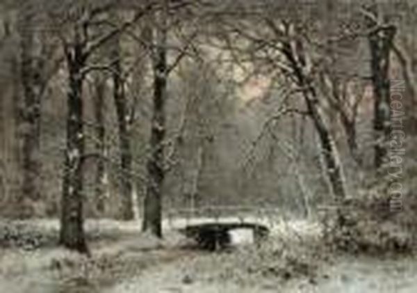 Haagsche Bos In Winter Oil Painting by Louis Apol