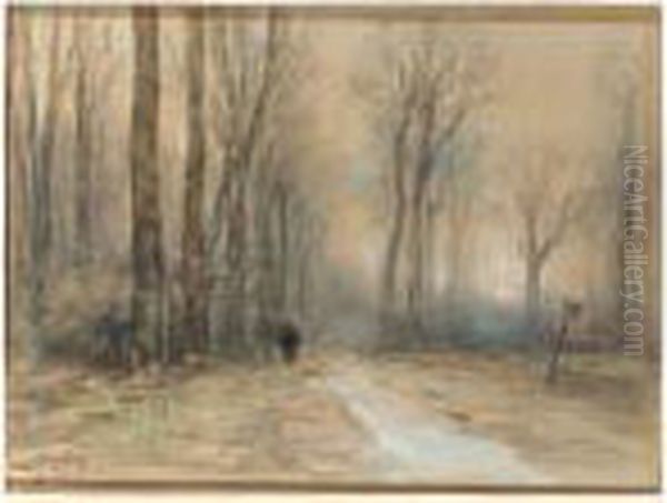 A Wanderer In The Haagsche Bos Oil Painting by Louis Apol