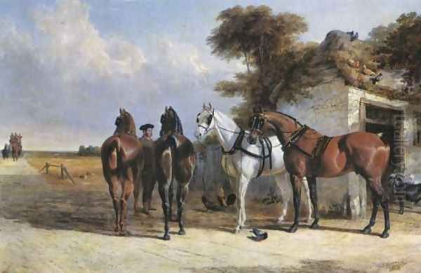 Coach Horses 1838 Oil Painting by John Frederick Herring Snr