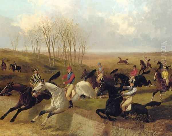 Steeplechase The Wall 2 Detail Oil Painting by John Frederick Herring Snr