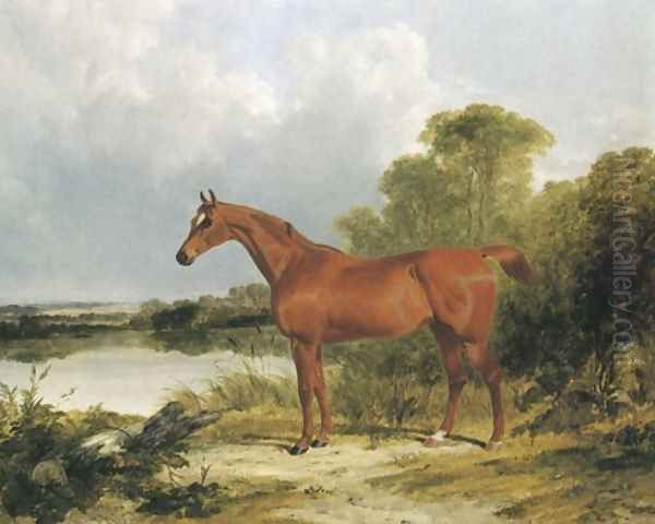 A Chestnut Hunter 1838 Oil Painting by John Frederick Herring Snr