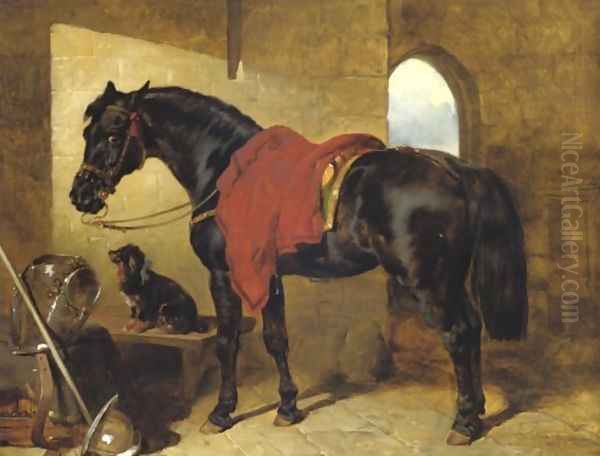 The Cavaliers Charger 1853 Oil Painting by John Frederick Herring Snr