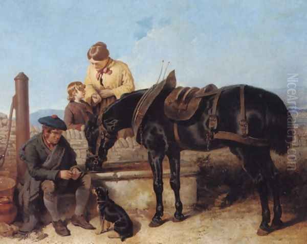 Watering Place Dear Dumfries Oil Painting by John Frederick Herring Snr