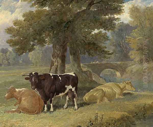 Pastoral Scene with Cows Oil Painting by John Frederick Herring Snr