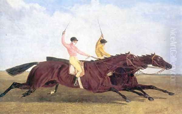 Satirist Beating Coronation in Horserace Oil Painting by John Frederick Herring Snr