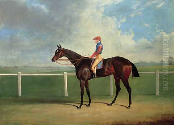 Bessy Bedlam, a bay racehorse with T. Nicholson up, on a racecourse Oil Painting by John Frederick Herring Snr