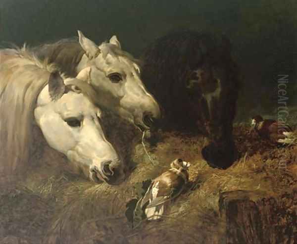 Sharing the hay Oil Painting by John Frederick Herring Snr