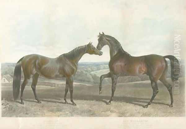 Barbelle, bred by Mr. Vansittant and Bay Middleton, bred by the Earl of Jersey Oil Painting by John Frederick Herring Snr