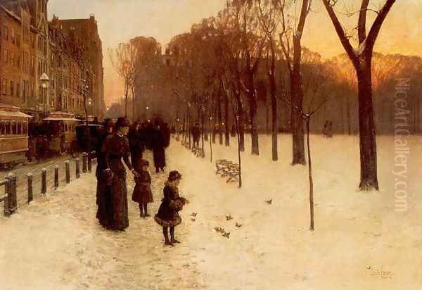 Boston Common at Twilight 1885-86 Oil Painting by Childe Hassam