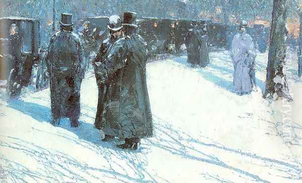 Cab Stand at Night, Madison Square, New York 1891 Oil Painting by Childe Hassam