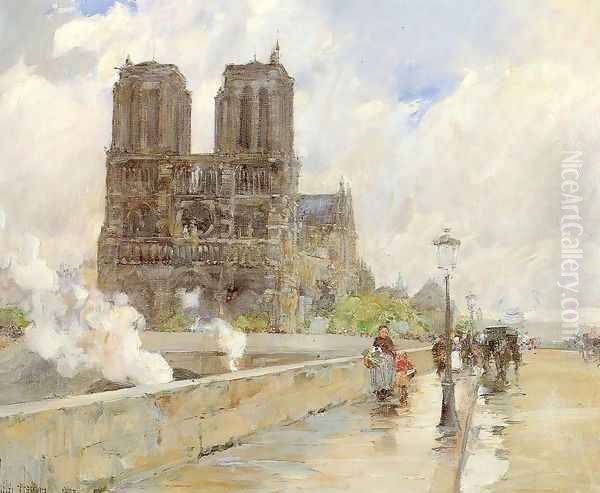 Notre Dame Cathedral, Paris 1888 Oil Painting by Childe Hassam