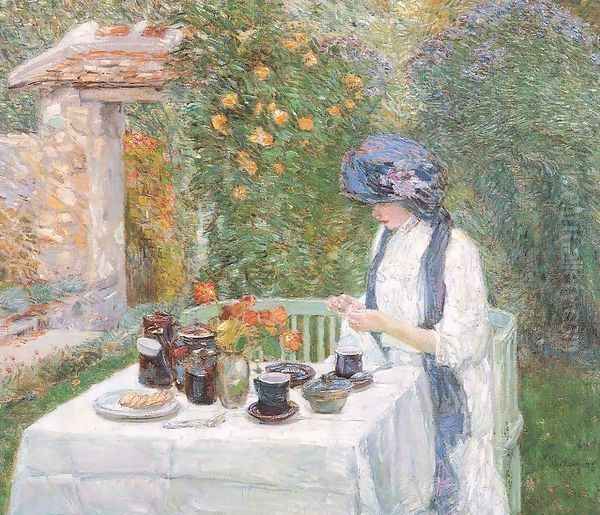 The Terre-Cuite Tea Set 1910 Oil Painting by Childe Hassam