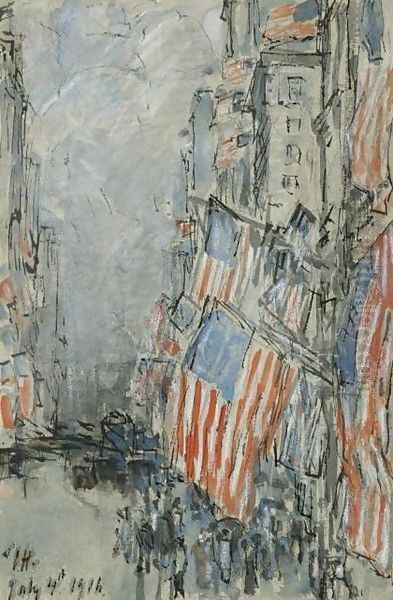 Flag Day, Fifth Avenue, July 4th 1916 Oil Painting by Childe Hassam