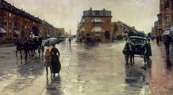 A Rainy Day in Boston Oil Painting by Childe Hassam