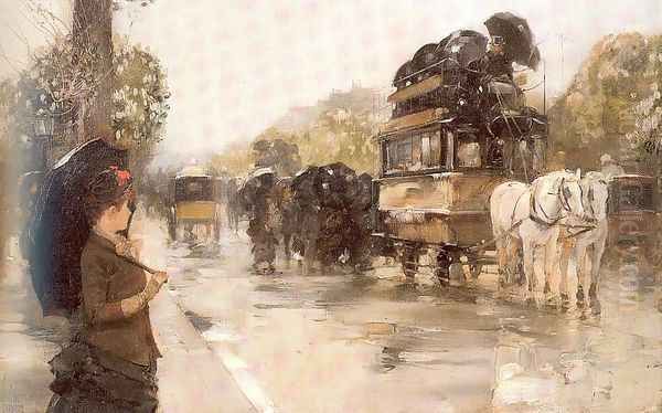 April Showers, Champs Elysées, Paris 1888 Oil Painting by Childe Hassam