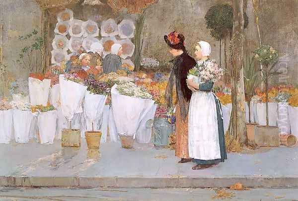 At the Florist 1889 Oil Painting by Childe Hassam