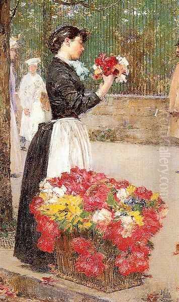 Flower Girl 1888 Oil Painting by Childe Hassam