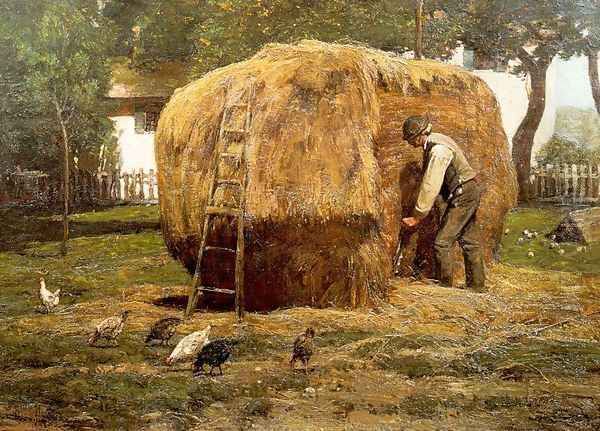 The Barnyard 1885 Oil Painting by Childe Hassam