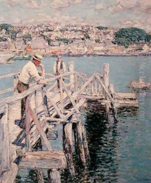 Dock Scene, Gloucester, 1896 Oil Painting by Childe Hassam