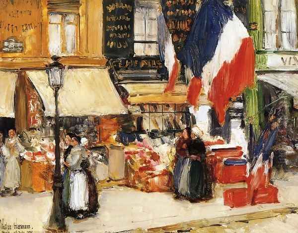 Bastille Day, Boulevard Rochechouart, Paris Oil Painting by Childe Hassam