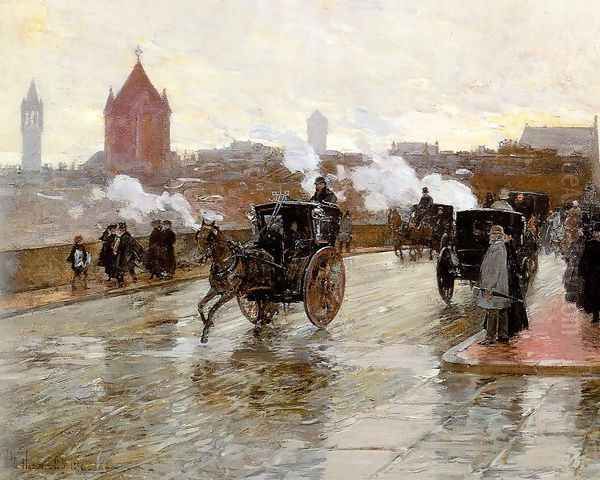 Clearing Sunset (Corner of Berkeley St. and Columbus Ave.) 1890 Oil Painting by Childe Hassam