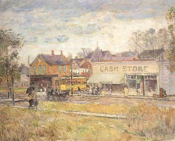 End of the Trolley Line, Oak Park, Illinois 1893 Oil Painting by Childe Hassam