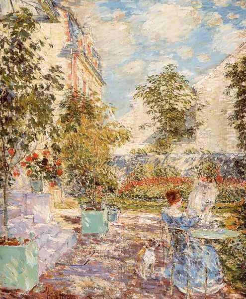 In a French Garden 1897 Oil Painting by Childe Hassam