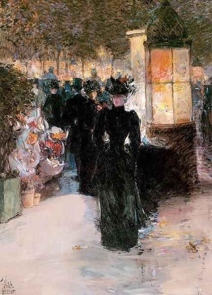 Paris Nocturne 1889 Oil Painting by Childe Hassam