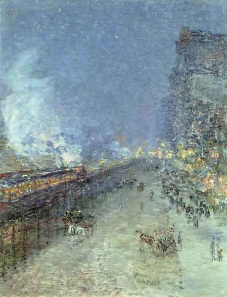 The El, New York, 1894 Oil Painting by Childe Hassam