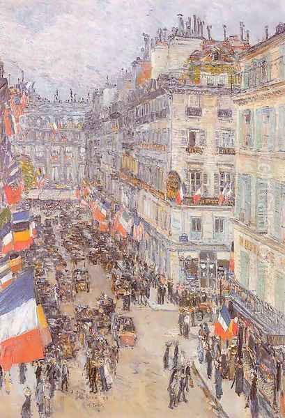 July Fourteenth, Rue Daunou 1910 Oil Painting by Childe Hassam