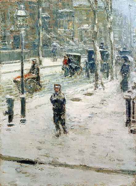 Snow Storm, Fifth Avenue, 1907 Oil Painting by Childe Hassam