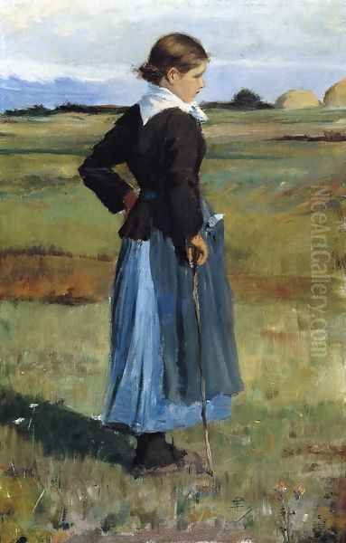 French Peasant Girl Oil Painting by Childe Hassam