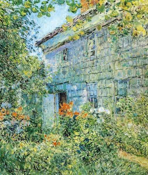 Old House and Garden, East Hampton Oil Painting by Childe Hassam