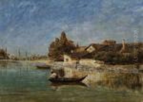 La Barque Au Paysan Et La Ferme Oil Painting by Adolphe Appian