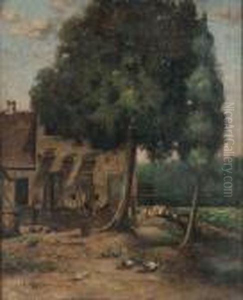 Cour De Ferme Animee Oil Painting by Adolphe Appian