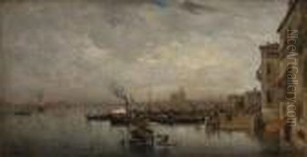 Aqua Alta A Venise, Vue Du Grand Canal Oil Painting by Adolphe Appian