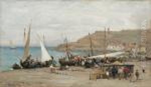 Sudlandischerfischerhafen Oil Painting by Adolphe Appian