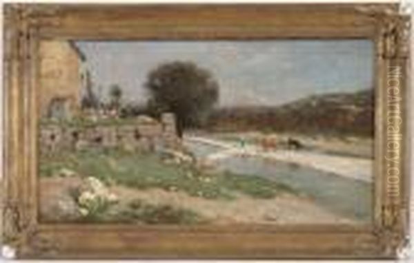 Le Passage De La Riviere Oil Painting by Adolphe Appian