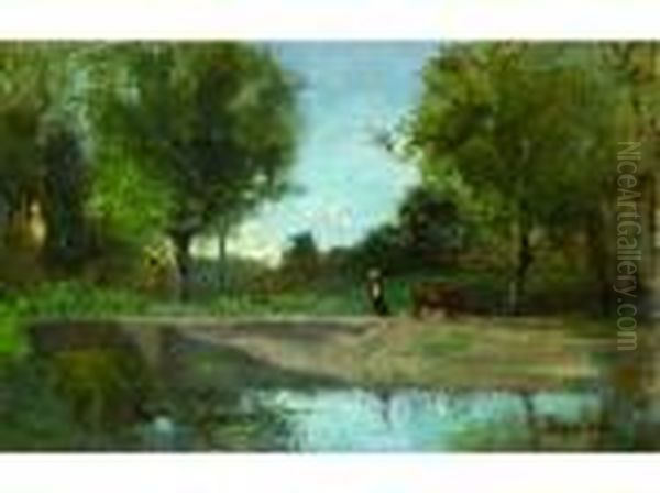 Paysage A Cremieu. Oil Painting by Adolphe Appian