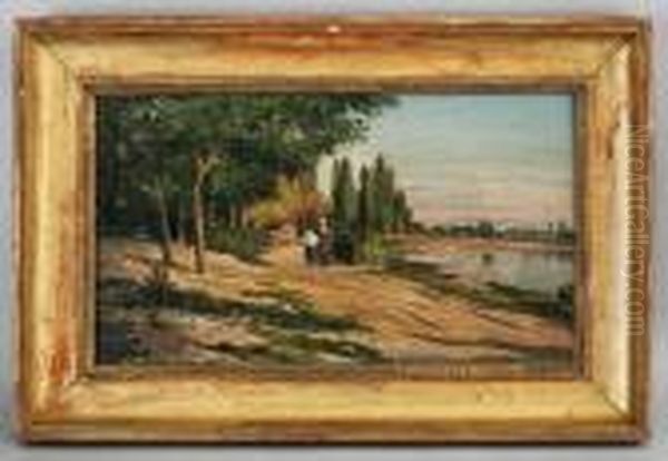 Promenade Au Bord Dulac Oil Painting by Adolphe Appian