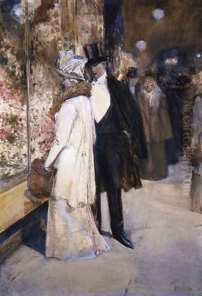 A New Year's Nocturne, New York Oil Painting by Childe Hassam