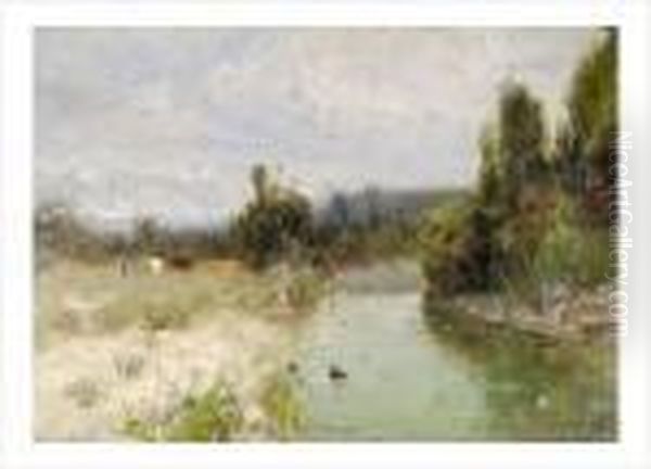 Ruisseau Pres De Virieux (ain) Oil Painting by Adolphe Appian