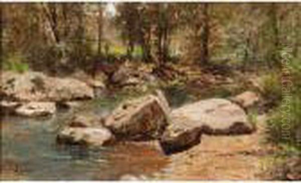 Le Ruisseau D'yzeron A Lyon Oil Painting by Adolphe Appian