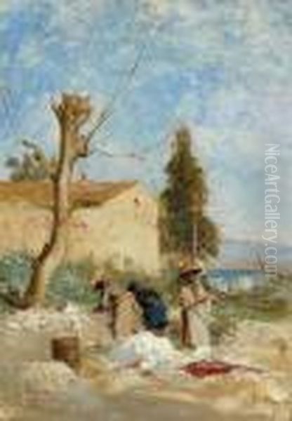 Les Lavandeuses. Oil Painting by Adolphe Appian