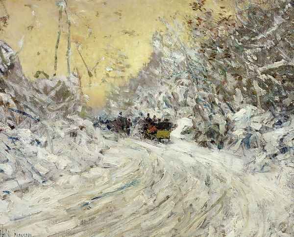 Sleigh Ride in Central Park Oil Painting by Childe Hassam