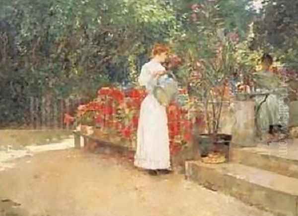 After Breakfast Oil Painting by Childe Hassam