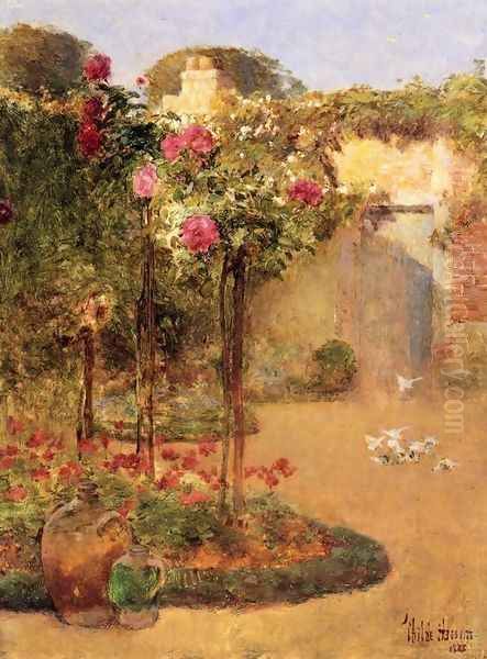 The Rose Garden Oil Painting by Childe Hassam