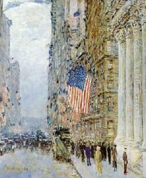 Flags on the Waldorf Oil Painting by Childe Hassam