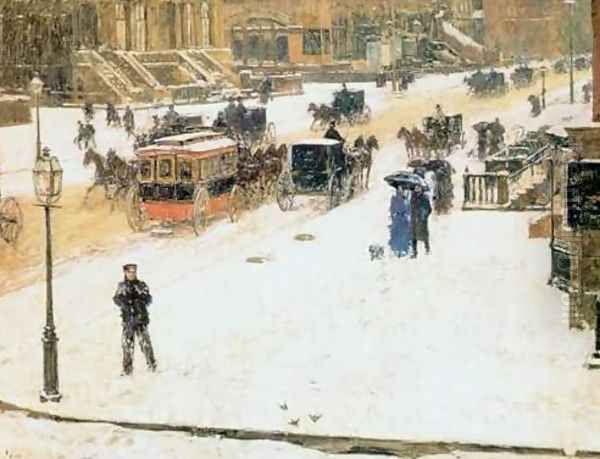 Fifth Avenue in Winter Oil Painting by Childe Hassam