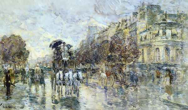 Les Grands Boulevards, Paris Oil Painting by Childe Hassam